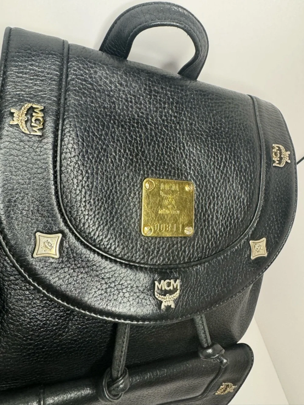💖 #291 MCM Black Leather Studded Backpack